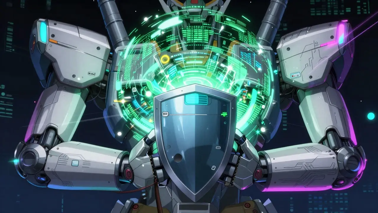 Mechanical arms linking with digital shield projection